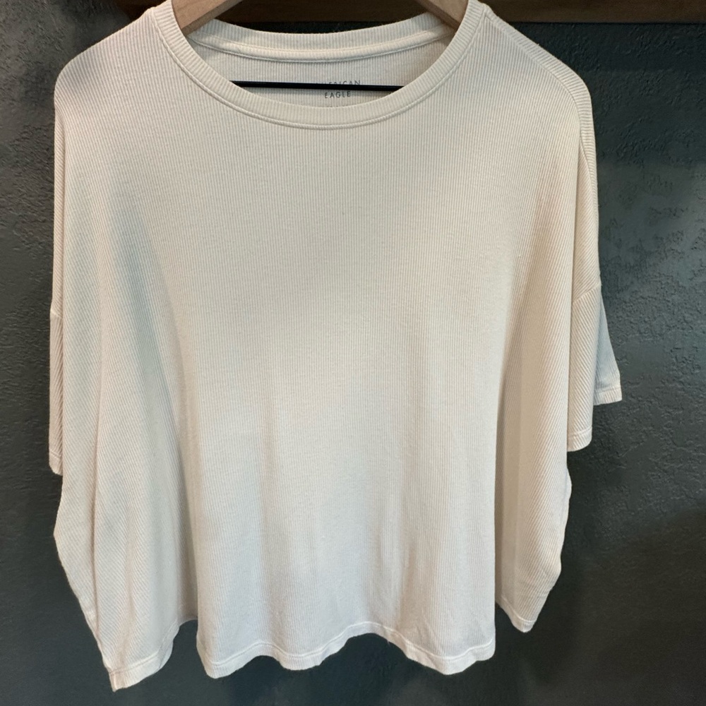 Ribbed  Short Sleeve Top in Cream